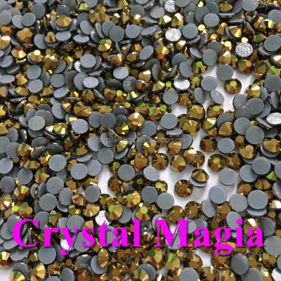 China Non-PVC & Bulk color DMC Czech Korea quality gold color hotfix hotfix crystal flat back faux stone for sale