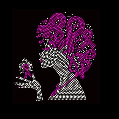 China Popular Custom Hot Fix Flatback Girl Bling Rhinestone Transfer Afro Pattern For T Shirt for sale