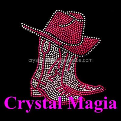 China Flatback 2015 High Quality Girls Texas Wear Boots Bling Rhinestone Heat Transfers Designs for sale