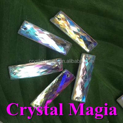 China Long Size Flatback Cheap Decorative Acrylic Rectangle AB Stones Clear Sewing Crystal for sale