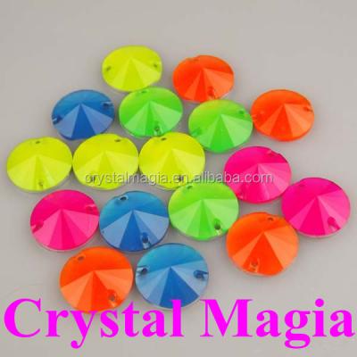 China Flatback 12mm RESIN Assorted Jelly Colors Sew On Rivoli Rhinestone Bead Buttons for sale