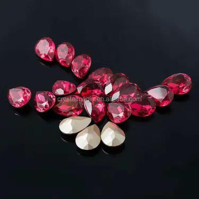 China Pointback loose 18*25mm tear drop shape point rhinestone back for sale