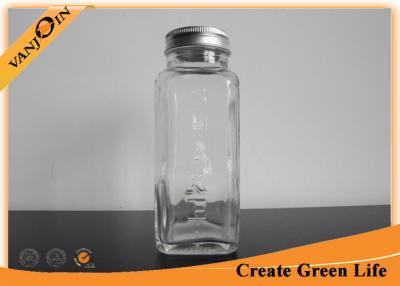 China Custom 8oz French Square Glass Beverage Bottles With Aluminium Cap for Drinks for sale