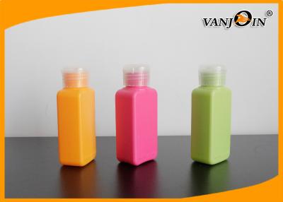 China 100ml HDPE Plastic Bottles with Flip Cap Orange / Green / Pink  Square Cosmetics Bottles for sale