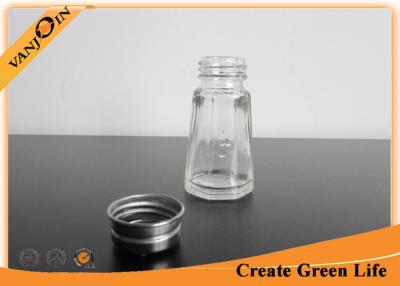 China 30ml Octagonal Glass Sauce Bottles With Stainless Steel Shaker , Small Glass Bottles and Jars for sale