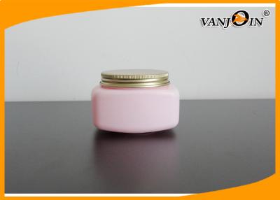 China Pink Square HDPE Plastic Cream Jar with Screw Caps , Cosmetic Packaging Jars for sale