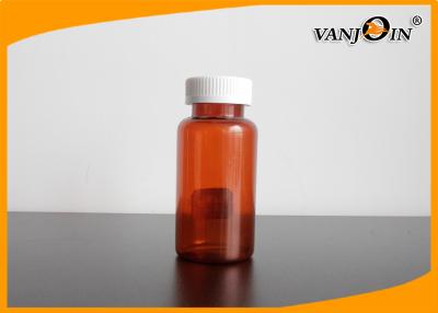 China 200cc Cylinder Amber Plastic Pharmacy Bottles with Children Security Caps / Lids for sale