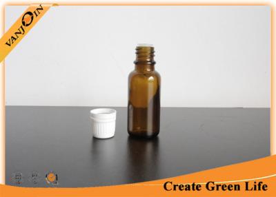 China 20ml Amber Glass Bottles for Essential Oils With Plug And Screw Cap , Coloured Glass Bottles for sale