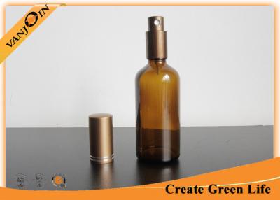 China Amber Essential Oil Glass Bottles 100ml With Aluminum Sprayer , Empty Glass Oil Bottles for sale