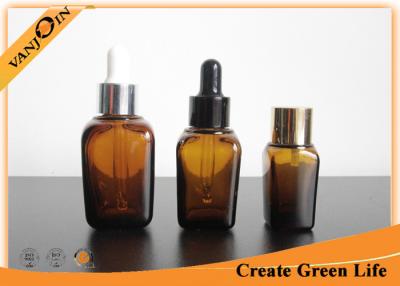 China Square Amber Essential Oil Glass Bottles 25ml Small Essential Oil Containers for sale