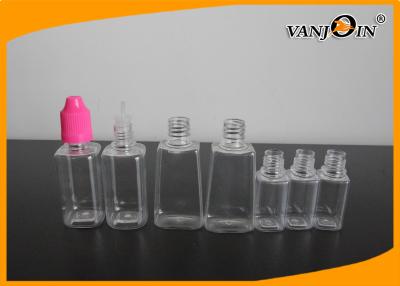 China Square Plastic E-cig Liquid Bottles , E-cigarette Plastic Bottles 8ml - 30ml Customized Size for sale