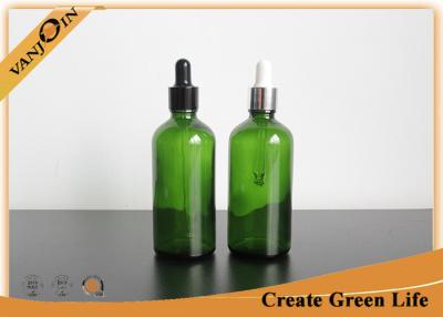 China Essential Oils Glass Bottles 100ml Green Boston Round Glass Bottle With Dropper for sale