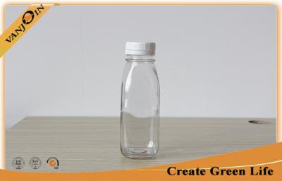 China 250ml French Square Glass Bottles With White Color Tamper Evident Screw Cap for sale