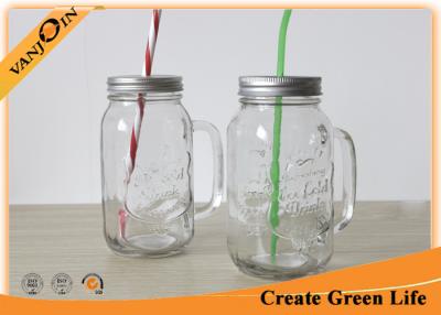 China Transparent 22oz 680ml Embossing Eco Mason Glass Jars With Screw for sale