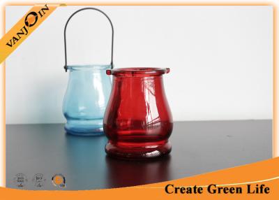 China 330ml Color Glass Hanging Candle Holder , Haning Colored Glass Jar for sale