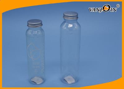 中国 300ml 透明なプラスチック ジュースのびんのアルミニウムふたが付いている円柱プラスチック フルーツの茶びん 販売のため