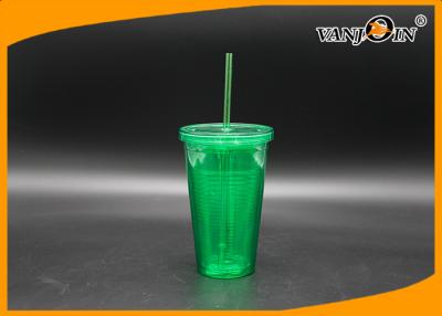 Chine la boisson 16oz en plastique met la tasse en bouteille de culbuteur de double couche avec la paille et les couvercles à vendre