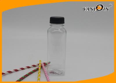 China 300 Ml french square Plastic Juice Bottles custom sticker , PET for sale