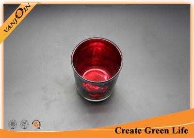 China Mercury Votive Red Glass Storage Jars with Lids For Candle Decoration for sale