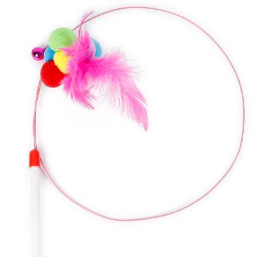 China Steel Wire Kitten Toy Hot Sale Feather Pet Viable Interactive Funny Teasing Stick for sale