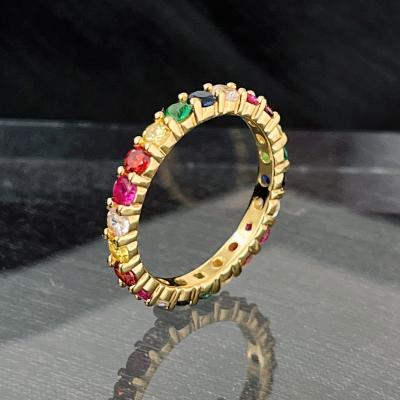 China Wholesale Jewelry CLASSIC Ring Round Ring Multi Color Diamond Copper Fashion Women Finger Ring for sale