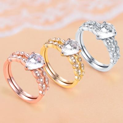 China CLASSIC S925 Sterling Silver Wedding Ring Water Shaped Ring For Women With Elegant Ring Set for sale