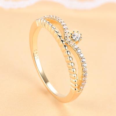 China CLASSIC S925 Sterling Silver Female Ring Wedding Ring Index Finger Gold Color - Silver Ornaments for sale