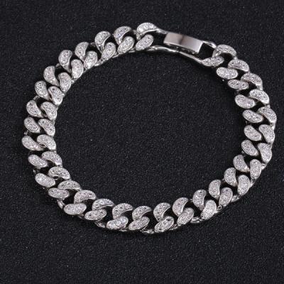 China Hiphop Zirconia Bracelet Hip Hop Brass Setting Chain Bracelet For Men's Fashion Jewelry for sale