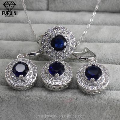 China CLASSIC FW04 Round Shape Silver Jewelry Set With AAA Clear CZ 2022 Fashion Women's Design Jewelry Set for sale