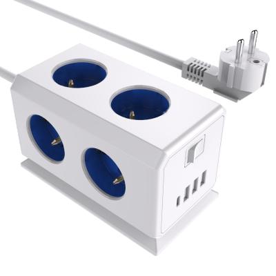 China E08- EU/France/Germany standard residential/general purpose twoer socket power cube socket power strip for sale