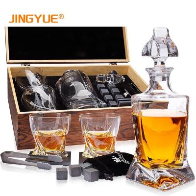 China New Classic/Postmodern Bourbon Whiskey Rocks Twisted Whiskey Liquor Chilling Decanter And Glasses Set In Wooden Box For Birthday Wedding Gift for sale