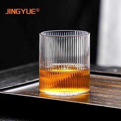 China JINGYUE New Classic/Postmodern Bar Ice Water Coffee Drinking Glass 300ml 10oz Japanese Style Pyrex Glass Ribbed Clear Whiskey Glass Cup For Tea Juice for sale