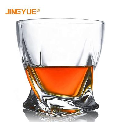 China The BRIEF Old Fashioned 300ml Lowball Bar Tumblers 10oz Crystal Clear Rock Twisted Whiskey Glasses For Birthday Wedding for sale