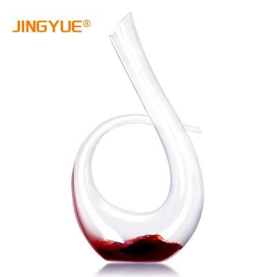 China Twisted Design Lead Free Hand-Blown Crystal Glass Wine Carafe Fast Horn Shape 40oz 1200ml 100% KOREAN Decanting Aerator for sale