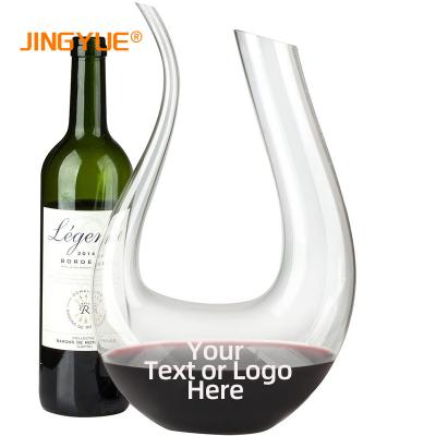 China KOREAN Creative Design Customized Engrave Crystal Clear Personalized U Shape Wine Decanter With Logo Or Photo For Sale for sale