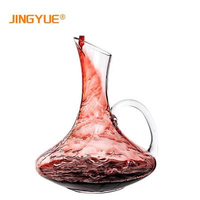 China In Stock Stylish Design 50oz Crystal Clear Wine Aerator Decanter Lead Free Hand Blown With Handle For Family Events for sale