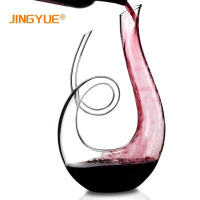 China 40oz 1200ml Crystal Clear Art Series Treble Wine Decanter Hand Made Modern Creative Blown Enthusiast Lead Free Wine Decanter For Great Gift for sale