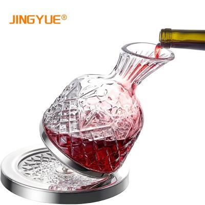 China Western Red Rotating Rotating Wine Decanter 1500ml Crystal Clear Glass Liquor Wine Bottle For Wedding Gift for sale