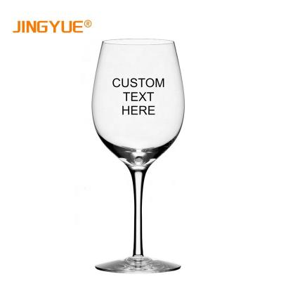 China New Wholesale Personalized Classic/Postmodern Wedding Clear Glass Red Stem Wine Glasses With Custom Etched Decal For Unique Gift for sale