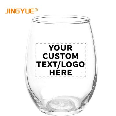 China FILE Wholesale Custom Text Engrave 18.6 oz 550ml Personalized Stemless Wine Glass For Birthday Party Wedding Gift for sale