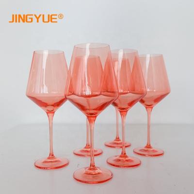 China New Classic/Postmodern Wholesale Premium Elegant Home Hand Crafted Long Stem Color Red Wine Glass For Party Festival Christmas for sale