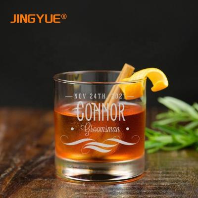 China Wholesale New Classic/Postmodern JINGYUE 230ml Customized Special Design Transparent Lead Free Thicken Bottom Round Whiskey Glass Gift For Wedding for sale