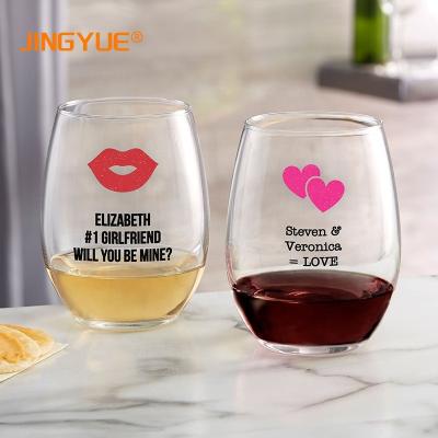 China Custom Made Tumbler Personalized KOREAN Vinyl Sticker Cups Wine Heart Party Bridesmaid Bridal Glass Decals for Wedding Decoration for sale