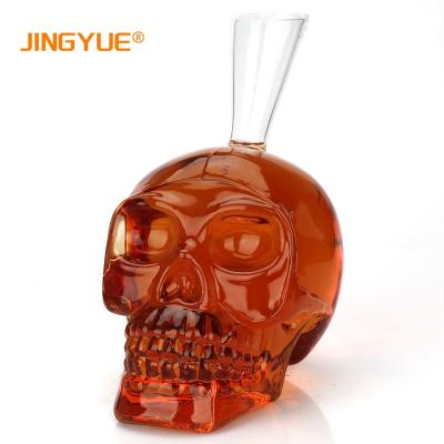 China New Hot Sale 1000ml Skull Vodka Shot Whiskey Wine Drinking Glass Bottle Decanter Shaped Bottle Classic/Postmodern Hot Large Size for sale