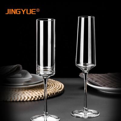 China 100-200ml Decorative Classic Hand Blown Lead Free Crystal Clear Goblet Champagne Flute Glass Wedding Party For Birthday for sale