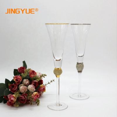 China Modern Custom Decorative Design Golden Rimmed Crystal Clear Logo Beer Cocktail Red Wine Glass For Restaurant Home Hotel for sale