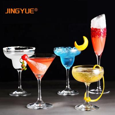 China Custom Logo Mugs Lead Free Long Stem Crystal Clear Martini Cocktail Glass Hand Design Bar Wedding Unique Party Decorative for sale