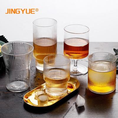 China New Classic/Postmodern Classical Wate Juice Glass Water Cup Simple Cocktail Glass Ripple 330ml Pyrex Whiskey Glasses for sale