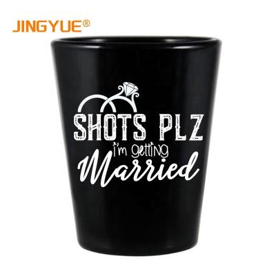 China In Stock Unique Durable Custom Etched Personalized Black Shot Glasses 1.5oz For Bachelor Parties Halloween New Years Eve for sale