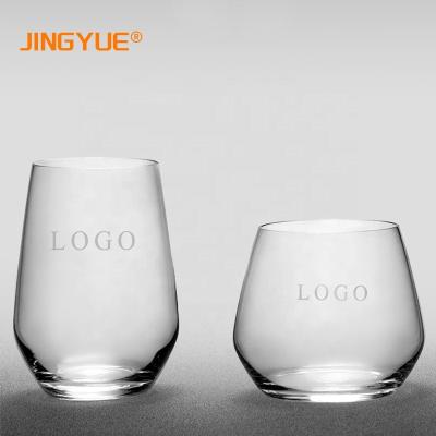 China FILE Amazon Best Seller Personalized Text Etched Custom Clear Stemless Wine Glass 370ml For Wedding Party Housewarming for sale